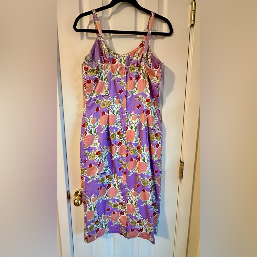 Pinup Couture Mary Blair Evangeline Pencil dress Lavender Lips and Roses XL EUC - Picture 4 of 6